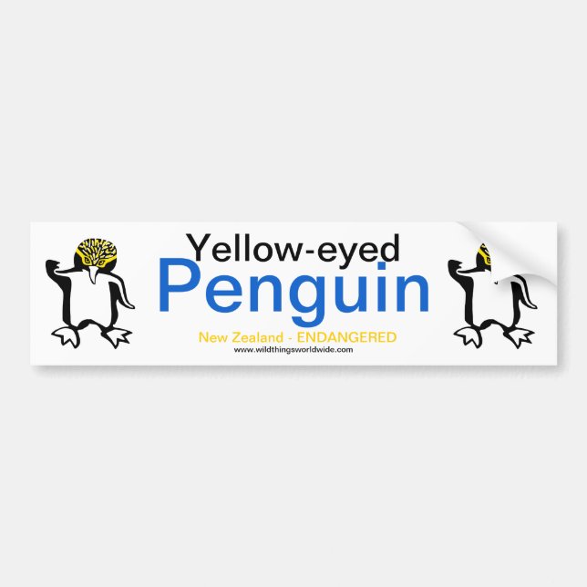 Wildlife Yellow-eyed PENGUIN - Endangered animal - Bumper Sticker (Front)