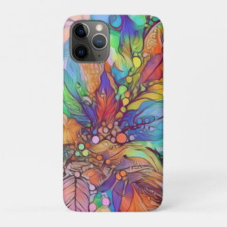 Wildly colorful surreal leafy tangle art iPhone 11 pro case