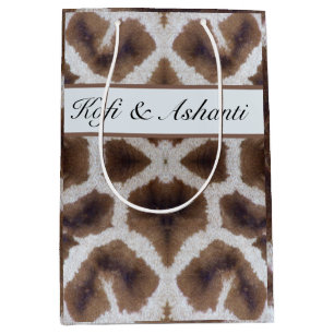 Wildly Elegant Personalized Safari Giraffe Print Medium Gift Bag