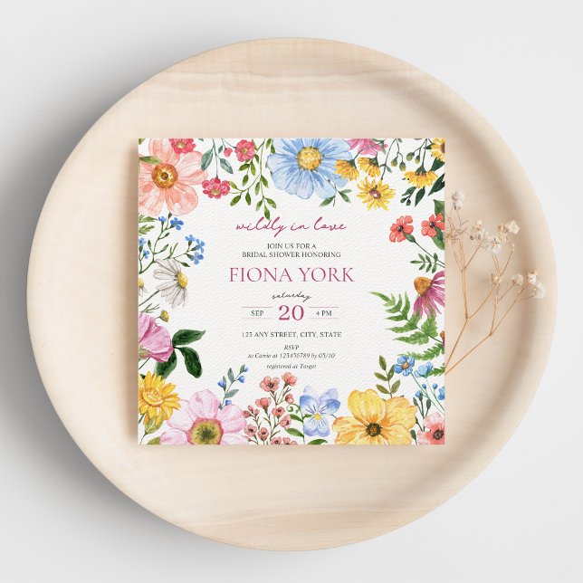 Wildly in Love | Cute Wildflower Bridal Shower  Invitation (Wildly in Love Bridal Shower Love is in Bloom Floral Spring Summer Cute Invitation )