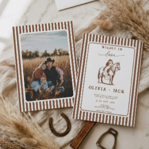 Wildly in Love Western Cowboy Horse Photo Wedding Invitation