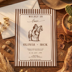 Wildly in Love Western Cowboy Horse Rustic Wedding Invitation