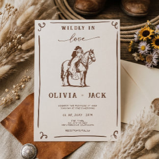 Wildly in Love Western Horse Rustic Wedding Invitation