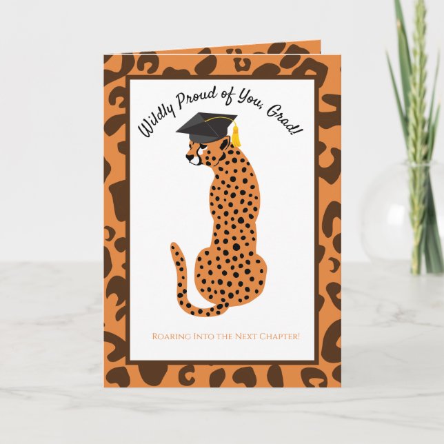 Wildly proud Next Chapter  Leopard Graduation  Card (Front)