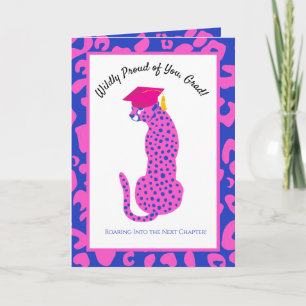 Wildly proud Next Chapter Pink Leopard Graduation  Card