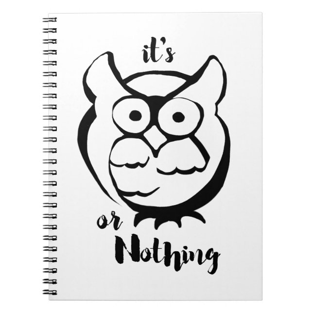 Wildly Punny — Owl or Nothing Minimalist Owl Art Notebook (Front)