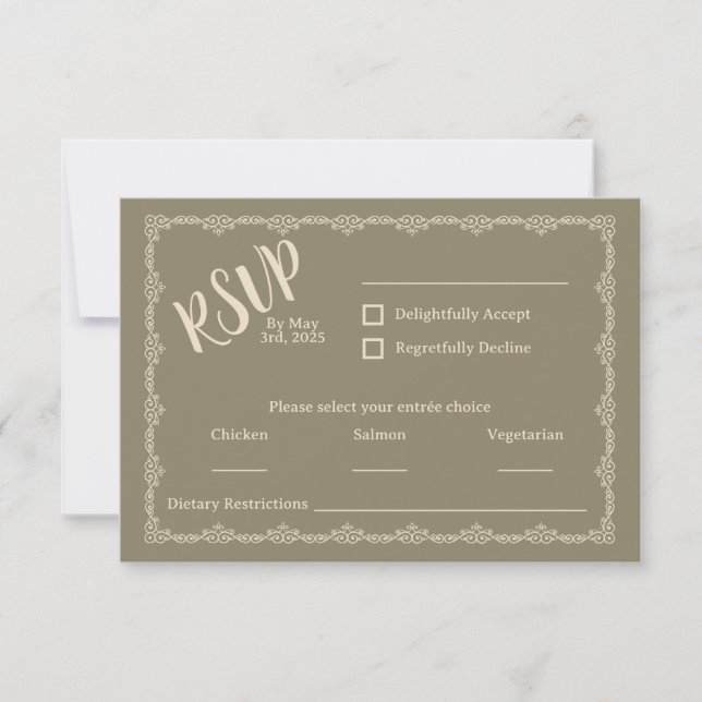 Wildly Yours Rustic Boho Wedding RSVP Card  (Front)