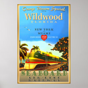 Wildwood Florida Orange Blossom Special Train Art Poster