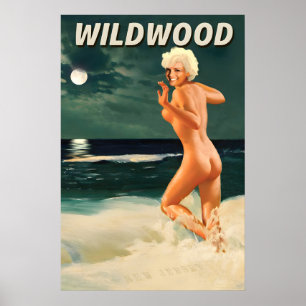 Wildwood New Jersey Shore Marilyn Monroe Moon Poster