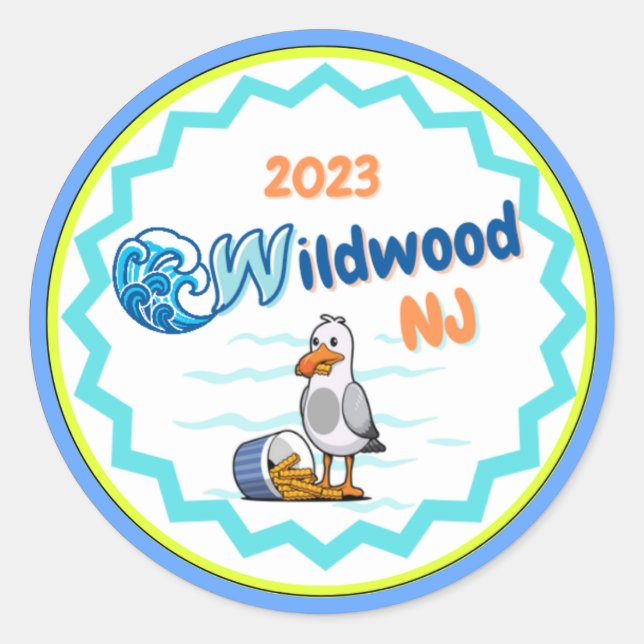 Wildwood NJ 2023 autocollant goéland (Devant)