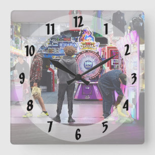 Wildwood NJ Boardwalk Arcade Square Wall Clock