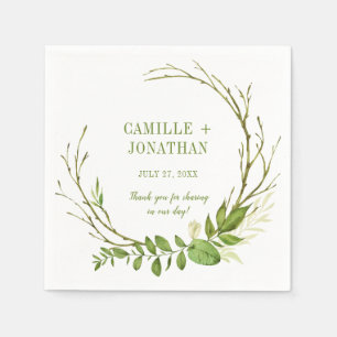 Wildwoods Botanical Rustic Greenery Wreath Napkin