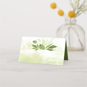 Wildwoods Botanicals Greenery Watercolor Splash Place Card