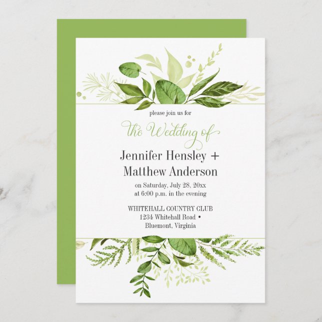 Wildwoods Greenery Framed Wedding Invitations (Front/Back)