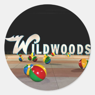 Wildwoods Sign in Wildwood New Jersey Classic Round Sticker