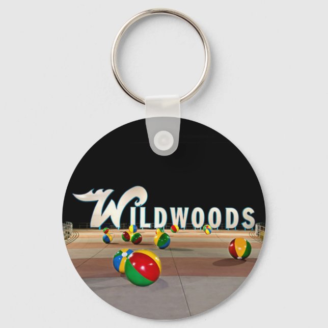 Wildwoods Sign in Wildwood New Jersey Keychain (Front)