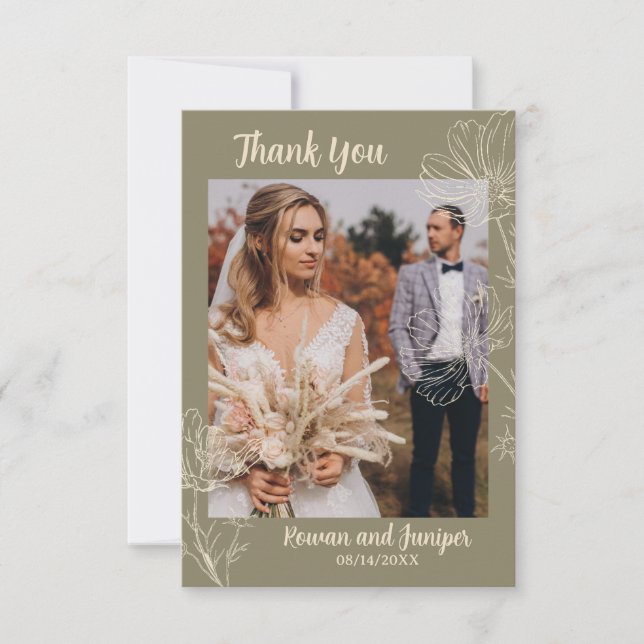 Wildy Yours Rustique Boho Mariage Carte de remerci (Devant)