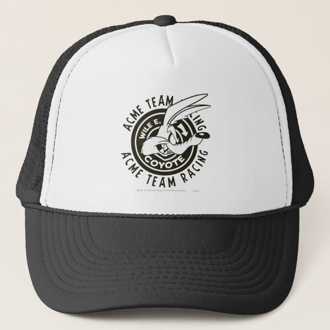 Wile E. Coyote Acme Team Racing B/W Trucker Hat (Front)