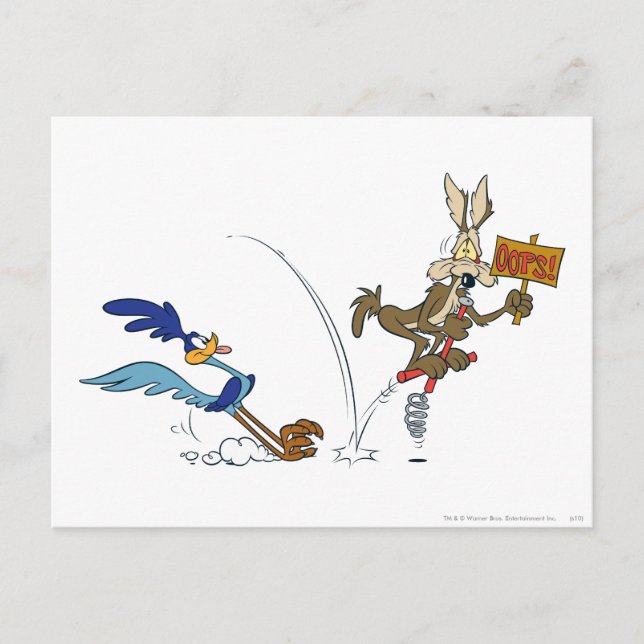 WILE E. COYOTE™ and ROAD RUNNER™ Pogo Stick Postcard (Front)