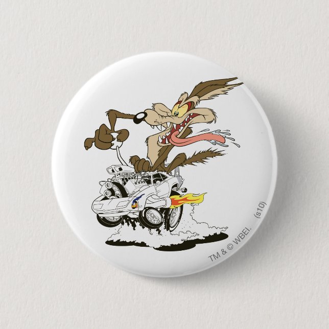 WILE E. COYOTE™ Crazy Driver 2 Inch Round Button (Front)