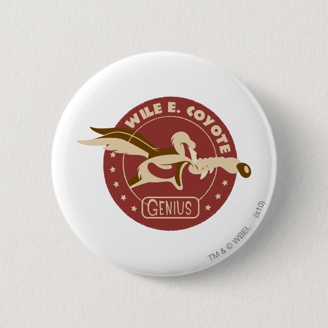 Wile E. Coyote Genius 2 Inch Round Button (Front)