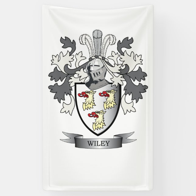 Wiley Family Crest Coat of Arms Banner (Vertical)