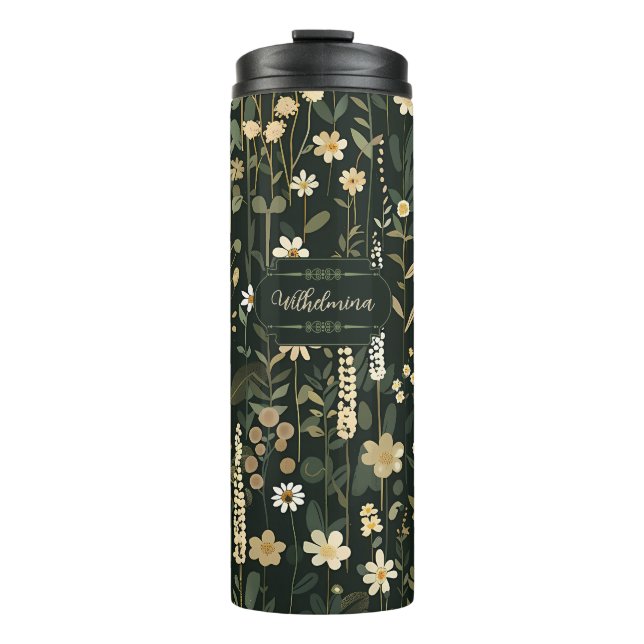 Wilhelmina Dark Daisy Floral Thermal Tumbler (Front)