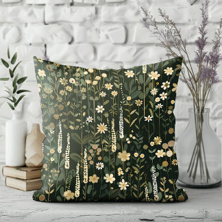 Wilhelmina Dark Daisy Floral Throw Pillow