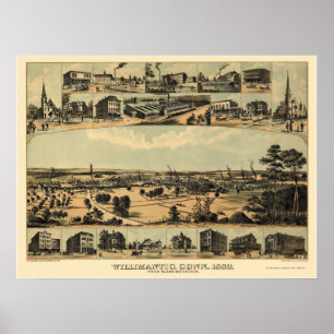 Wilimantic, CT Panoramic Map - 1882  Poster