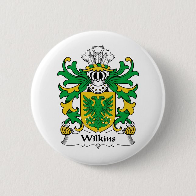Wilkins Family Crest 2 Inch Round Button (Front)