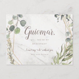 Will Be Bridesmaid Proposal Multi Photo Eucalyptus Invitation Postcard