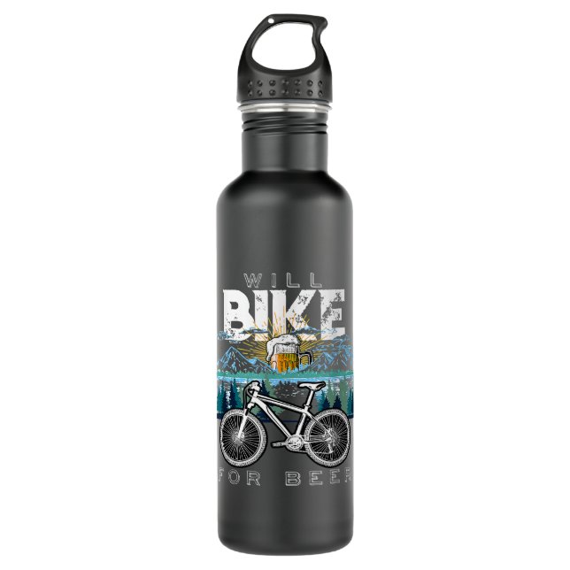 Will Bike Beer Cycling Biking Beer Lover Drinking3 710 Ml Water Bottle (Front)