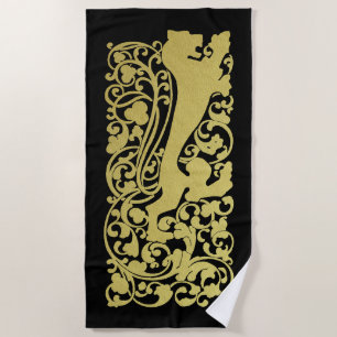Will Bradley Heraldic Lion Beach Towel