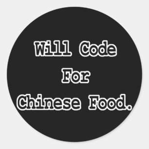 will code for chinese food classic round sticker
