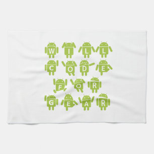 Will Code For Gear (Bugdroid Software Developer) Kitchen Towel