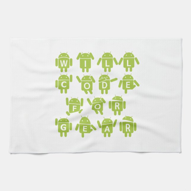 Will Code For Gear (Bugdroid Software Developer) Kitchen Towel (Horizontal)