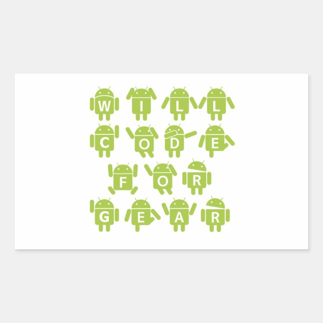 Will Code For Gear (Bugdroid Software Developer) Sticker (Front)