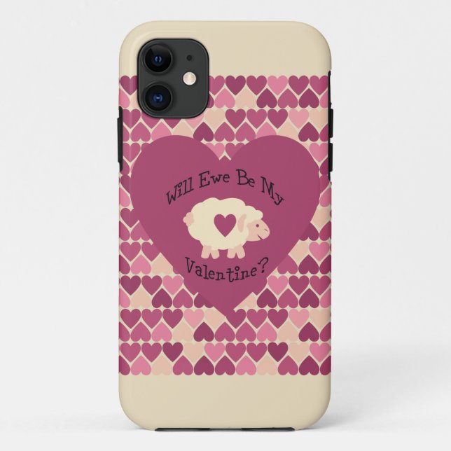 Will Ewe Be My Valentine? Heart background Case-Mate iPhone Case (Back)