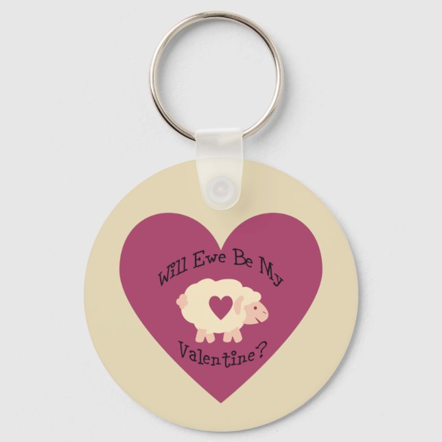 Will Ewe Be My Valentine? Keychain (Front)