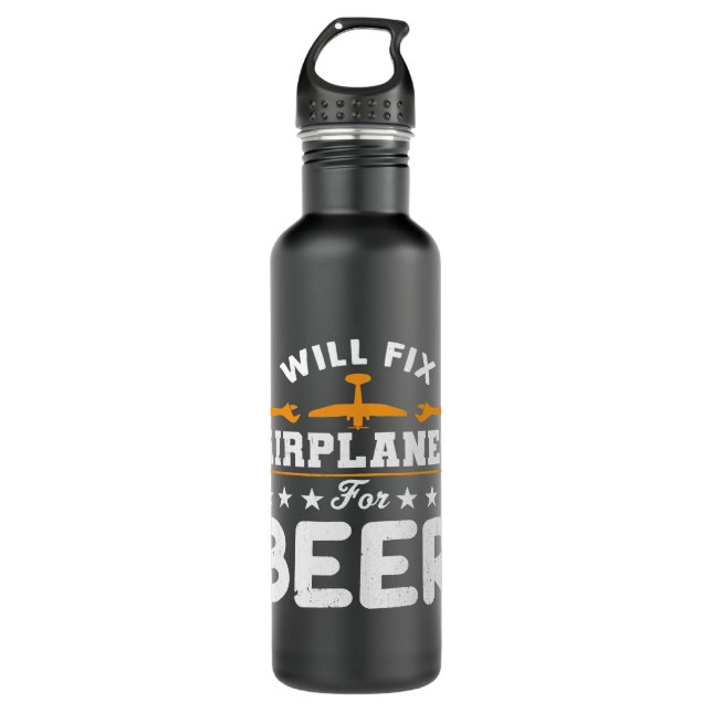Will Fix Airplanes For Beers Mechanic Engineer Fun 710 Ml Water Bottle (Front)