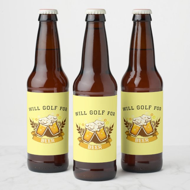 Will GOLF for beer | customizable Beer Bottle Label (Bottles)