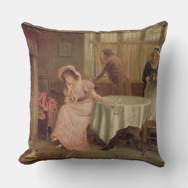 'Will He Come?' (oil on canvas) Throw Pillow (Front)