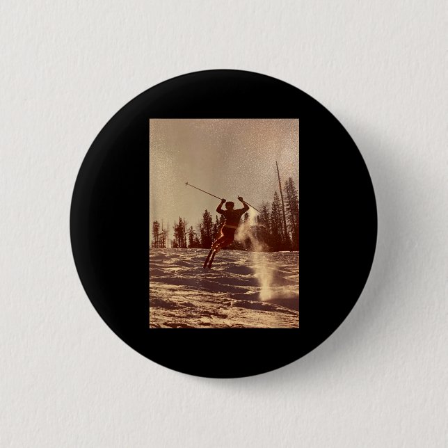 Will is skiing  2 inch round button (Front)