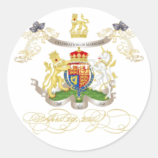 Will+Kate Memorabilia, customizable colour! Classic Round Sticker (Front)