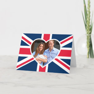 Will, Kate, Prince George - British Flag Card