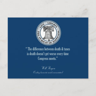 Will Rogers Quote (Death & Taxes) Postcard