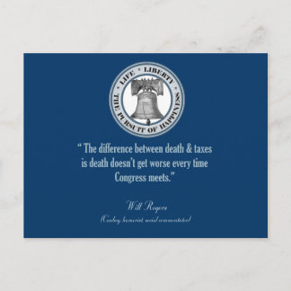 Will Rogers Quote (Death & Taxes) Postcard