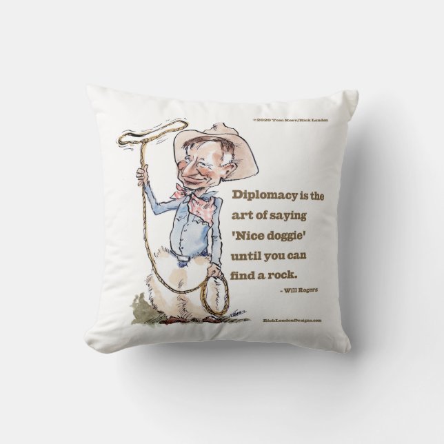 Will Rogers & Quote Throw Pillow (Front)