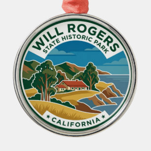 Will Rogers State Historic Park California Metal Ornament