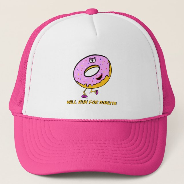 Will run for doughnuts  trucker hat (Front)